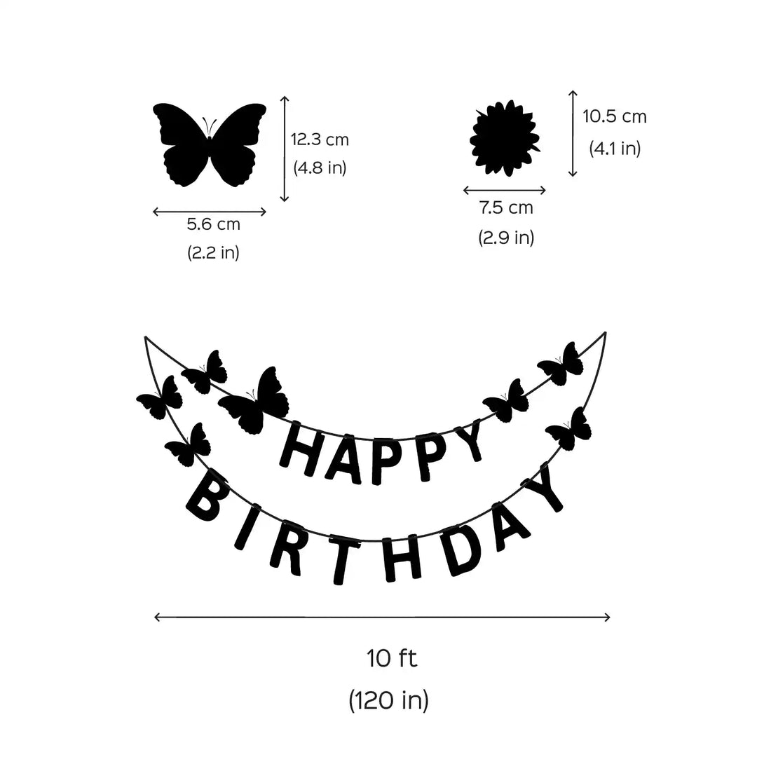 Sunflower And Butterfly Design Premium Paper Bunting