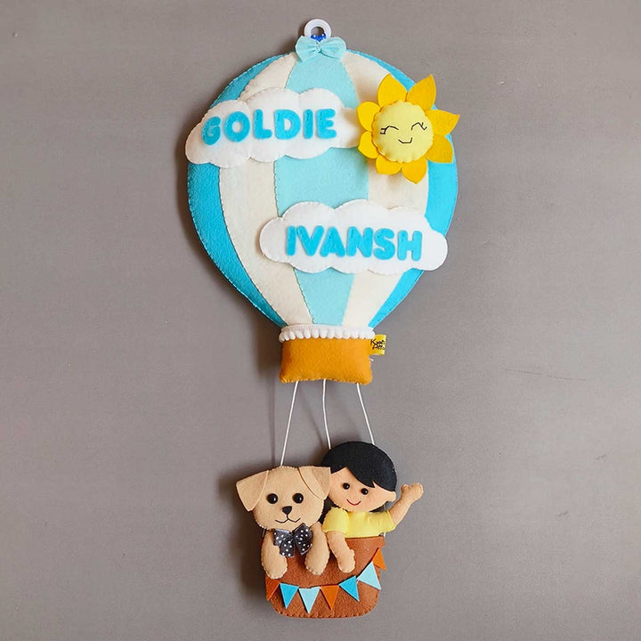 Hand-stitched Hot Air Balloon Felt Kids Nameplate