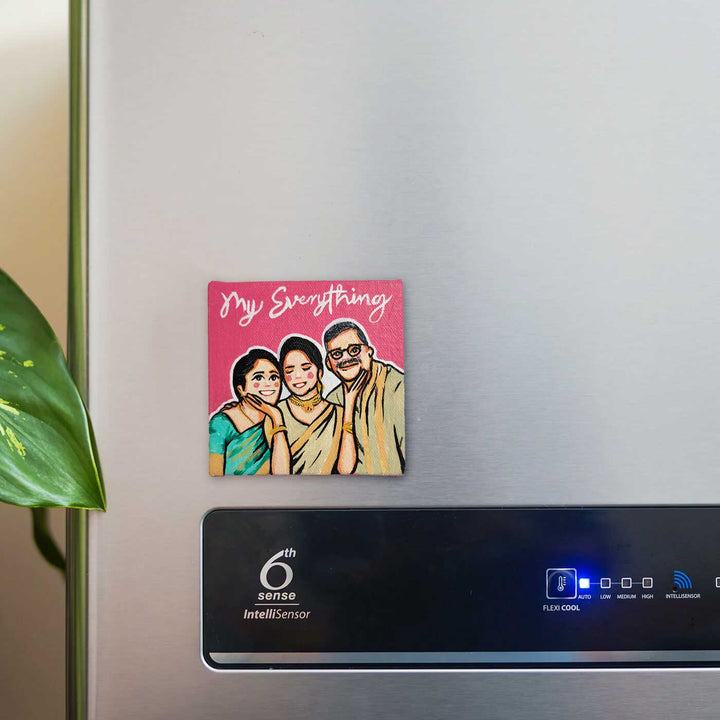 Personalized Photo Based Caricature Peach Fridge Magnet