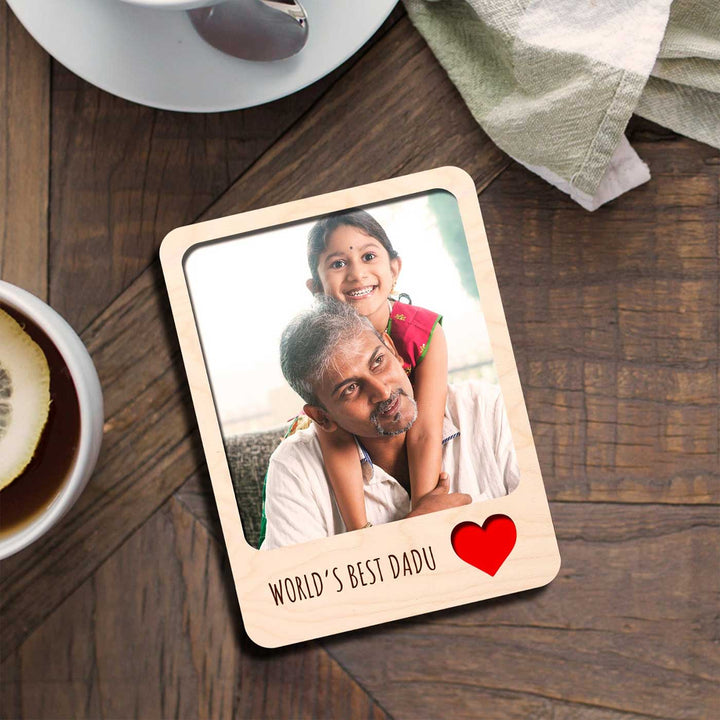 Photo Personalized Printed Grand Parents & Grand Children Wooden Fridge Magnet