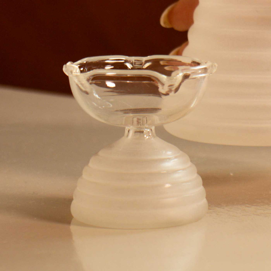 Handmade Clear Frosted Small Borosilicate Glass Oil Lamp / Diya | 2.2 inch