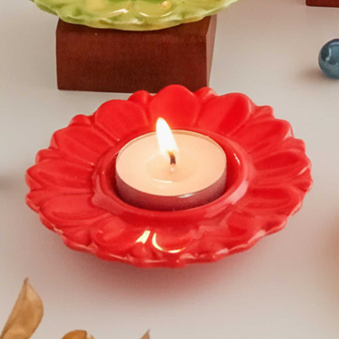 5 Pc | Handmade Serenity Bloom Ceramic Tealight Holder