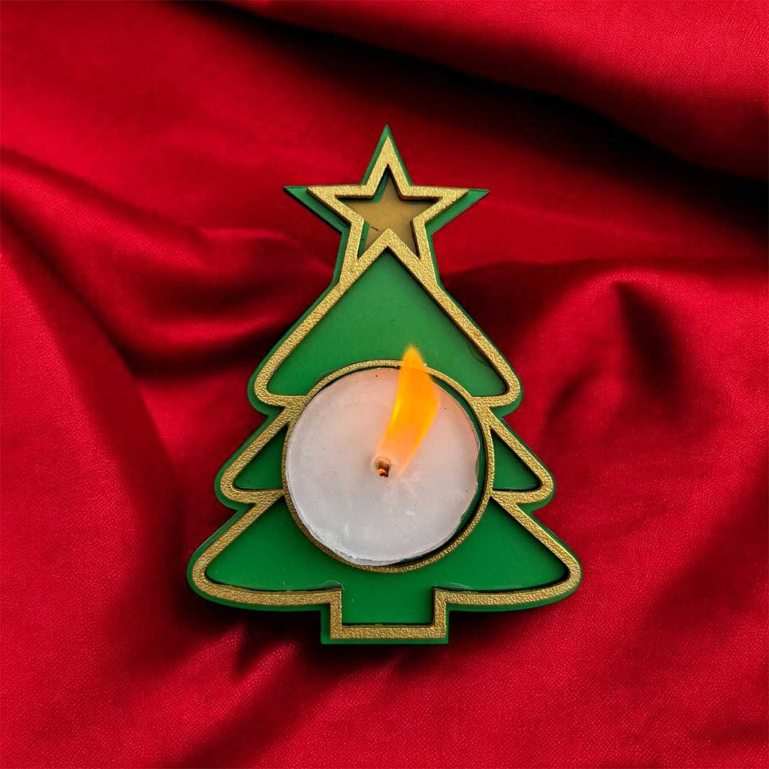 Festive Glow Xmas Themed Tealight Holders For Decoration | Set Of 5