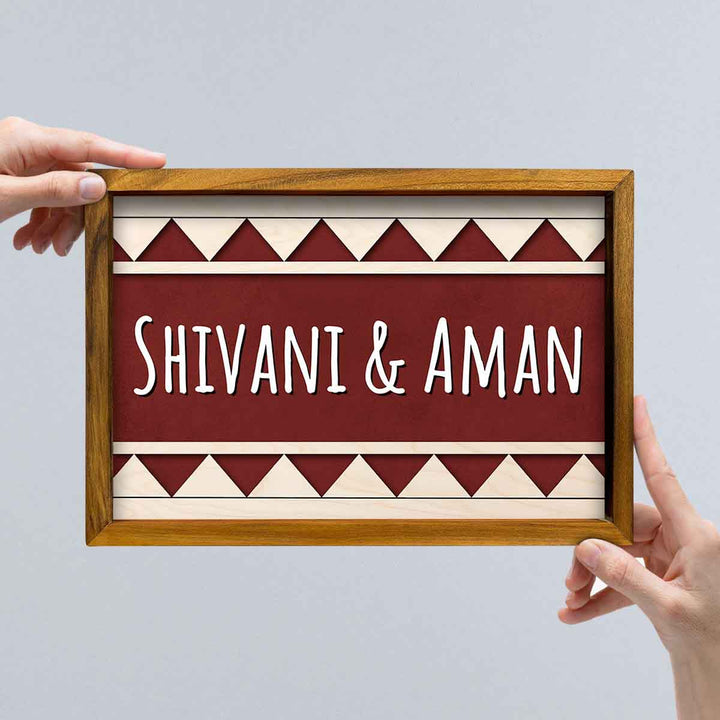 Wooden Personalized Framed Name Plate For Ias - Name Personalization Example Held by Hands