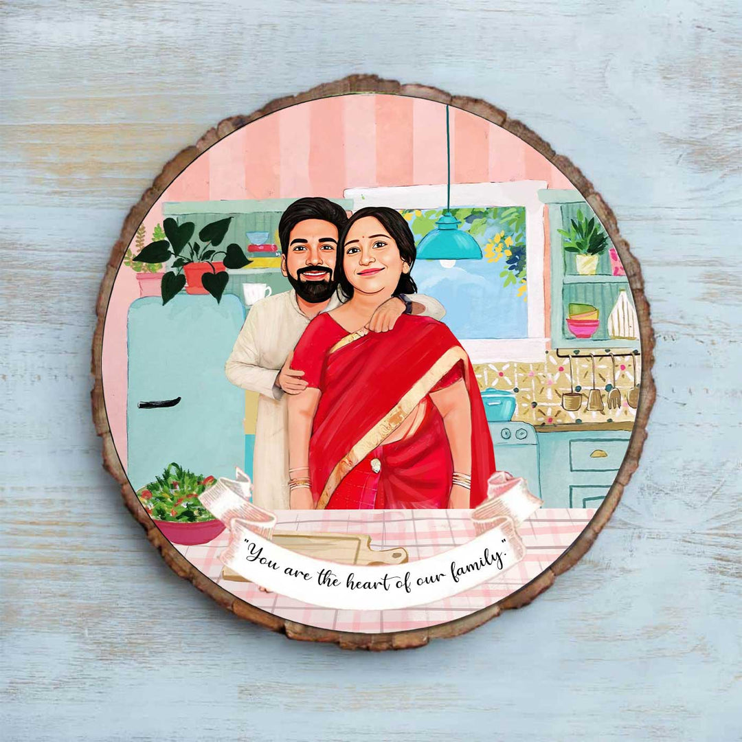 Photo Caricature Bark Nameplate With Stand Copy 3 - Front View with Personalized Illustration (2)