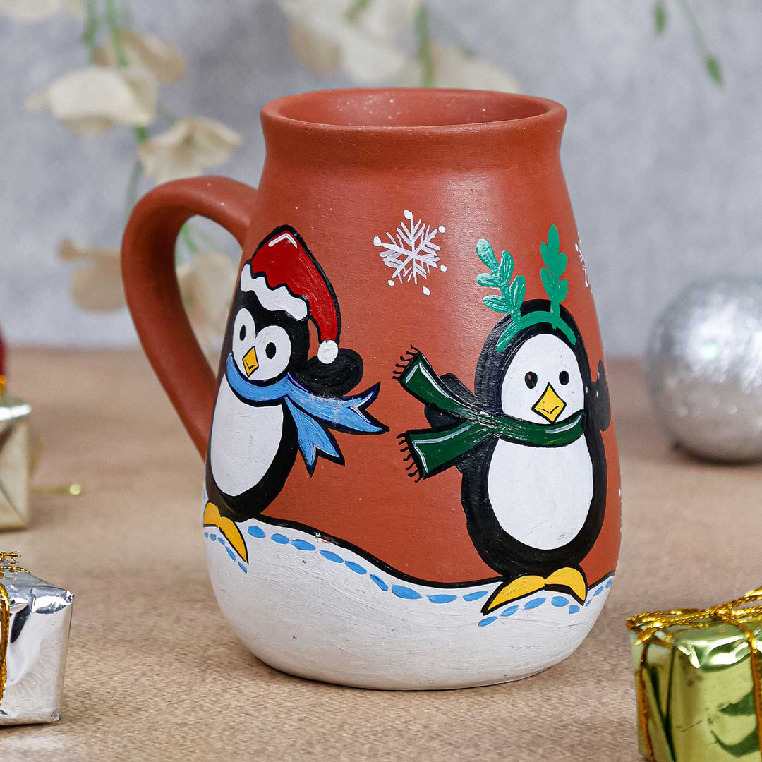 Handmade Penguin Terracotta Christmas Mug