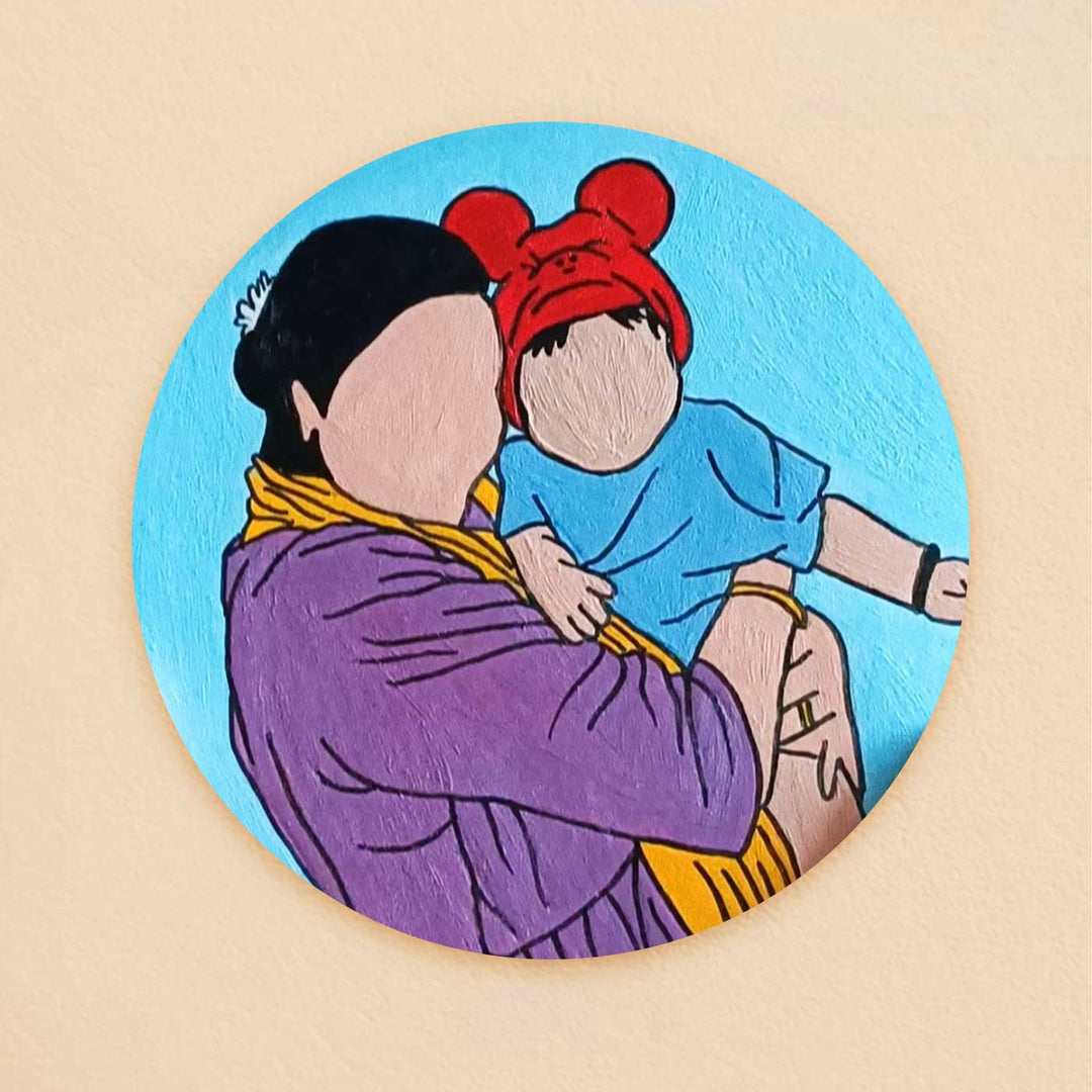 Photo Personalized Hand-Painted Mother & Daughter Theme MDF Wood Fridge Magnet