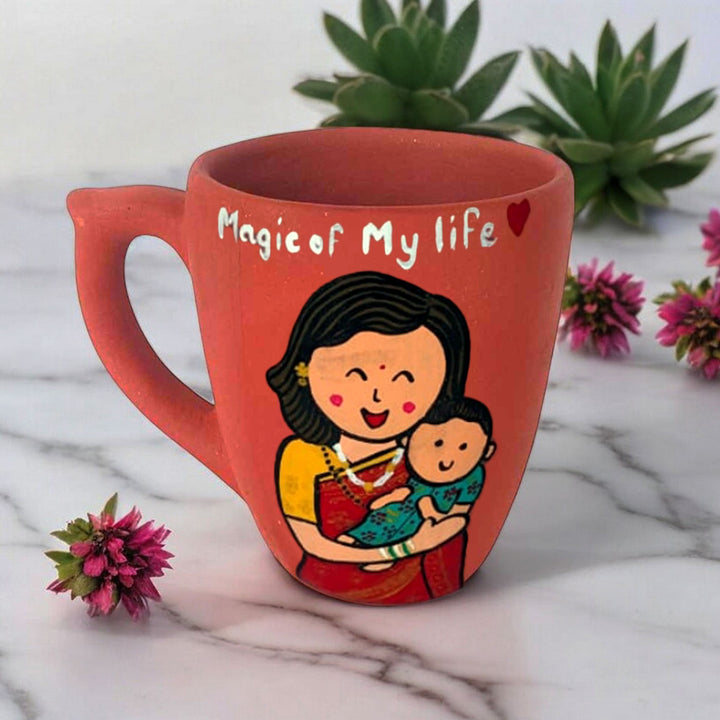Handpainted Personalised 3D Terracotta Mug with Caricatures