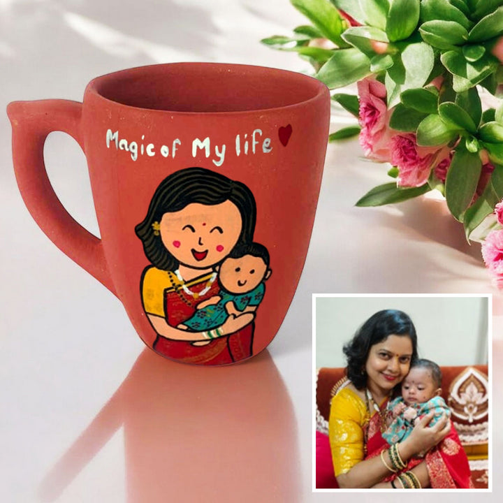 Handpainted Personalised 3D Terracotta Mug with Caricatures