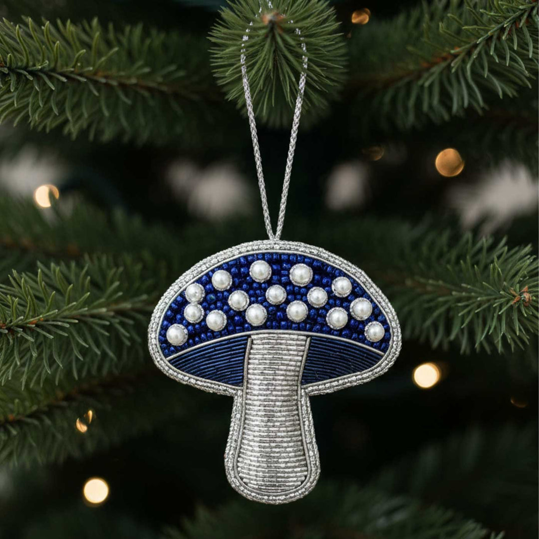 Blue Mushroom Sequin Premium Zardozi Ornament