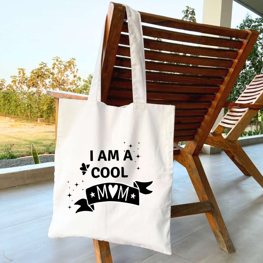 Handmade Printed Cool Mom Theme Cotton Tote Bag For Mothers