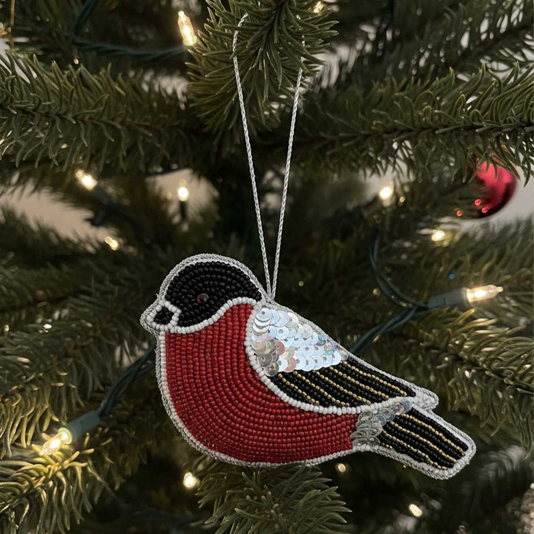 Robin Sequin Premium Zardozi Christmas Ornament