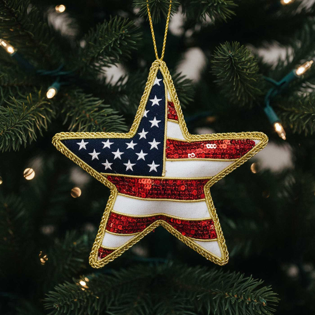 Stars And Stripes Premium Zardozi Ornament