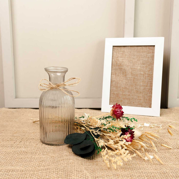Crystal Bloom Glass Vase With Dried Flower Bunch