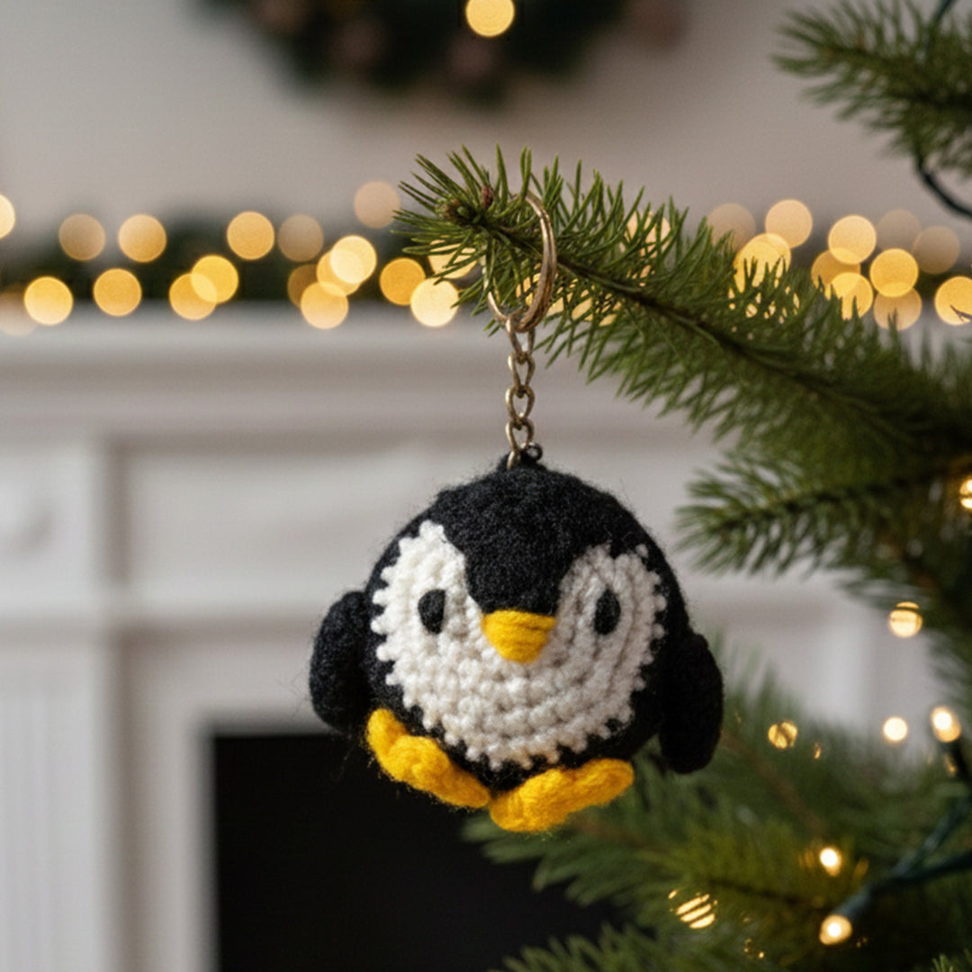 Handmade Crochet Penguin Ornament For Christmas Decoration