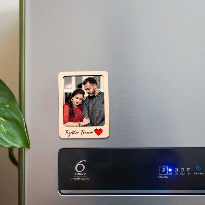 Photo Personalized Printed "Together Forever" Wooden Fridge Magnet