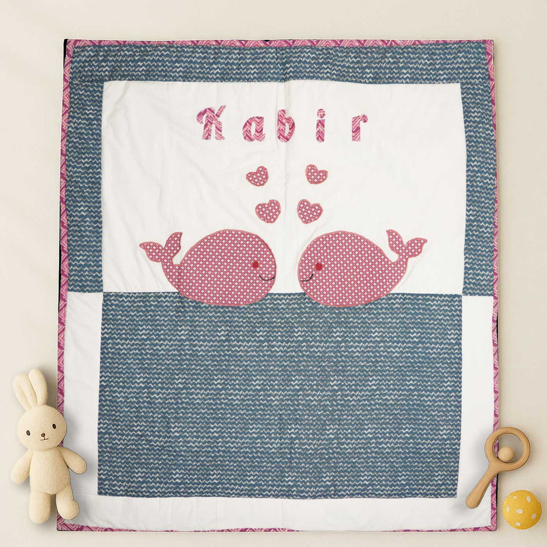 Personalized Whale Theme Cotton Quilt For Kids
