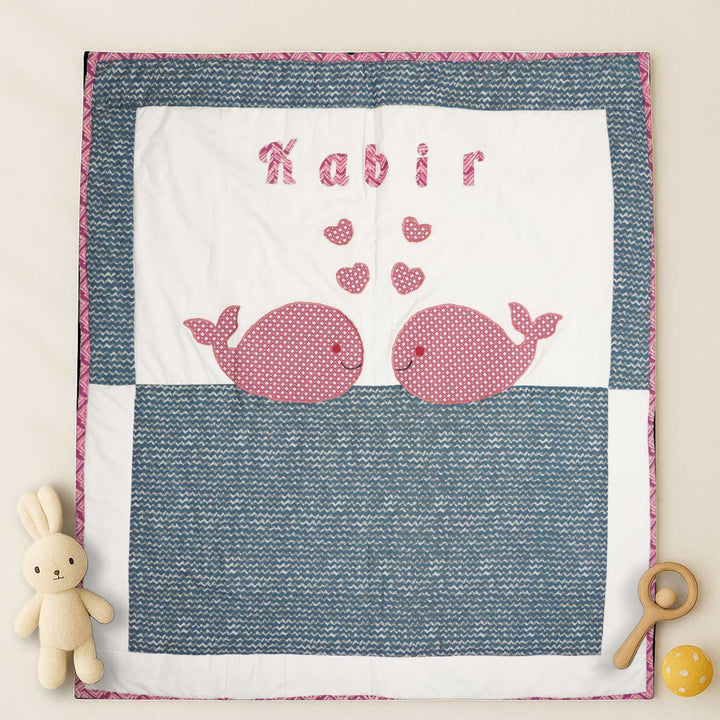 Personalized Whale Theme Cotton Quilt For Kids
