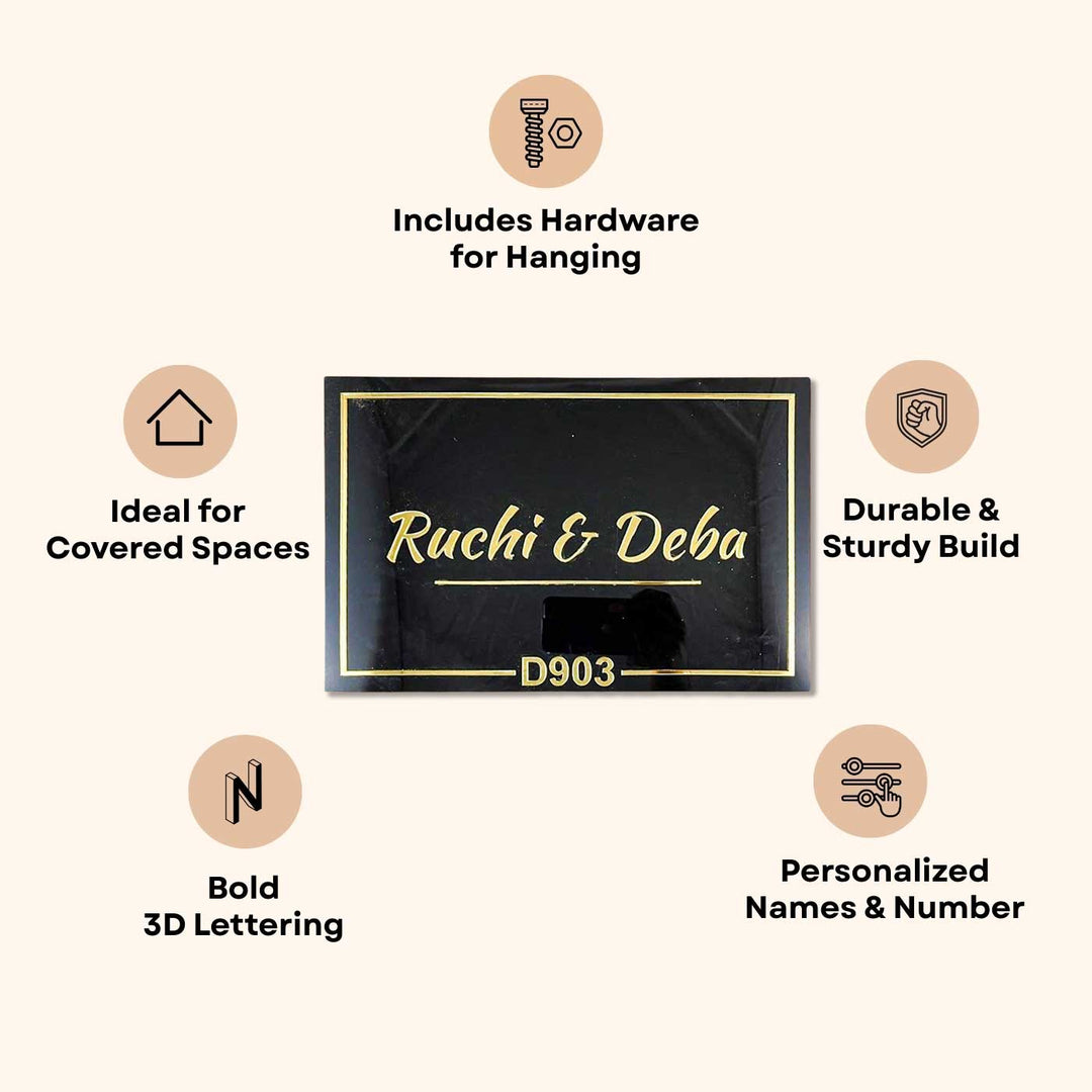 Personalized Black & Gold Acrylic Name Plate