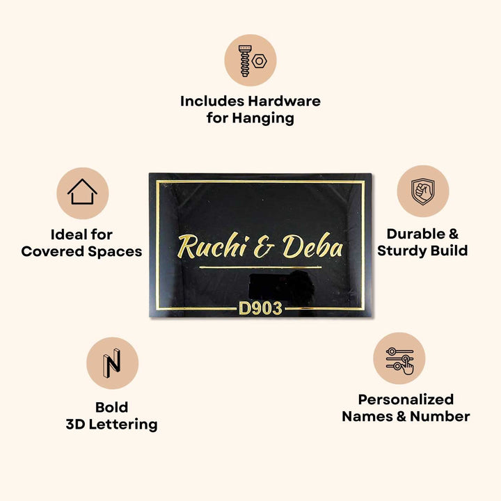 Personalized Black & Gold Acrylic Name Plate