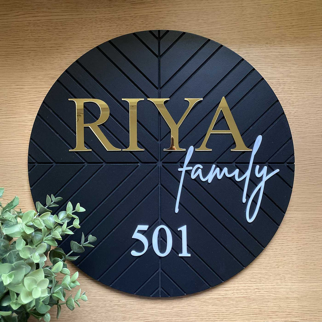 Personalized Handmade Minimal Design Round Wooden Name Plate