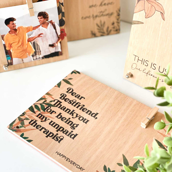 Photo Personalized Leaves Theme Wooden Decorative Plaque