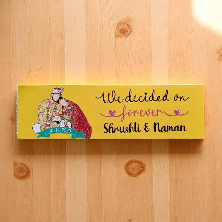 Photo Personalized Hand-Painted Wedding Theme MDF Wood Name Plate