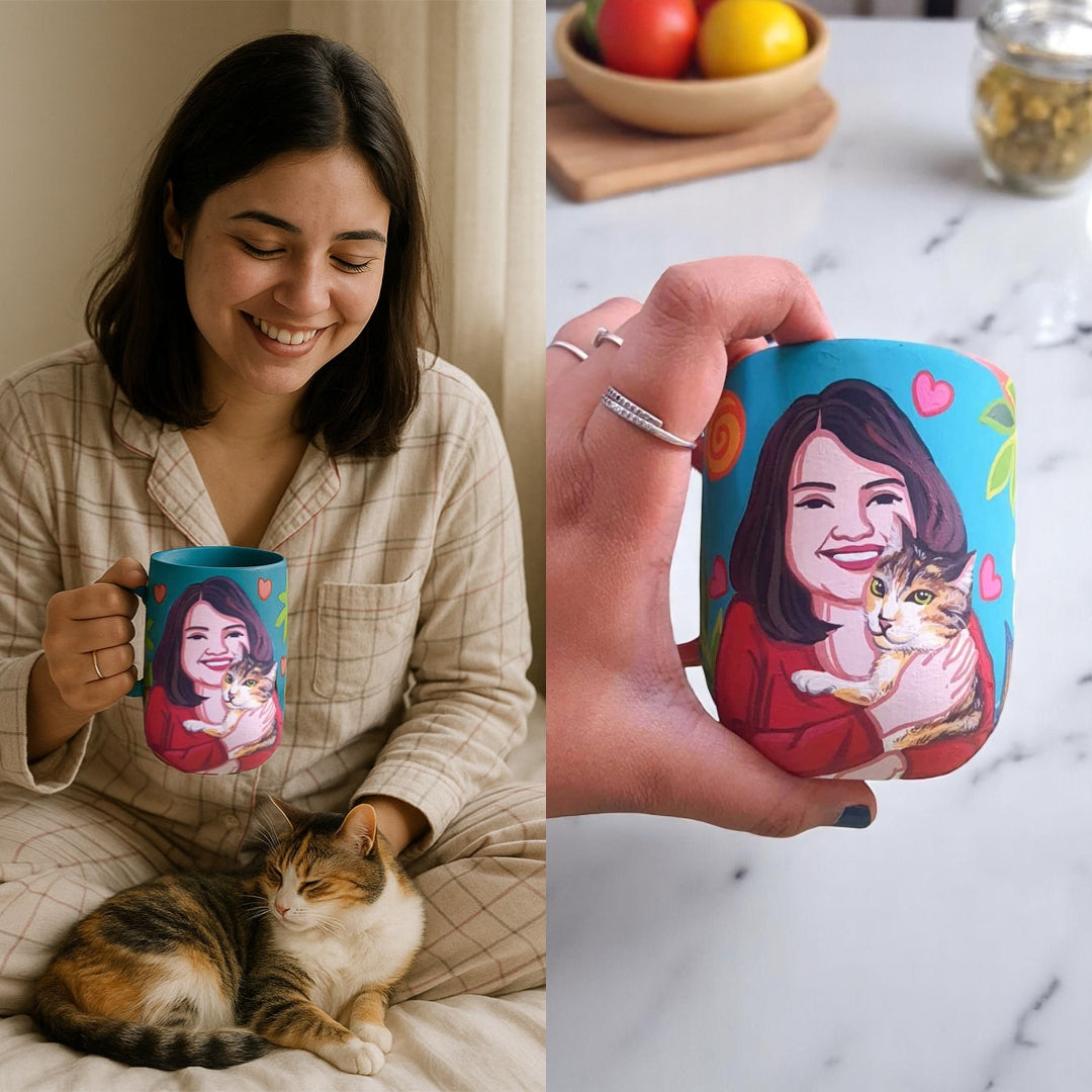 Photo Personalized Hand-Painted Pop Art Illustrated Caricature Mug | 300 ML