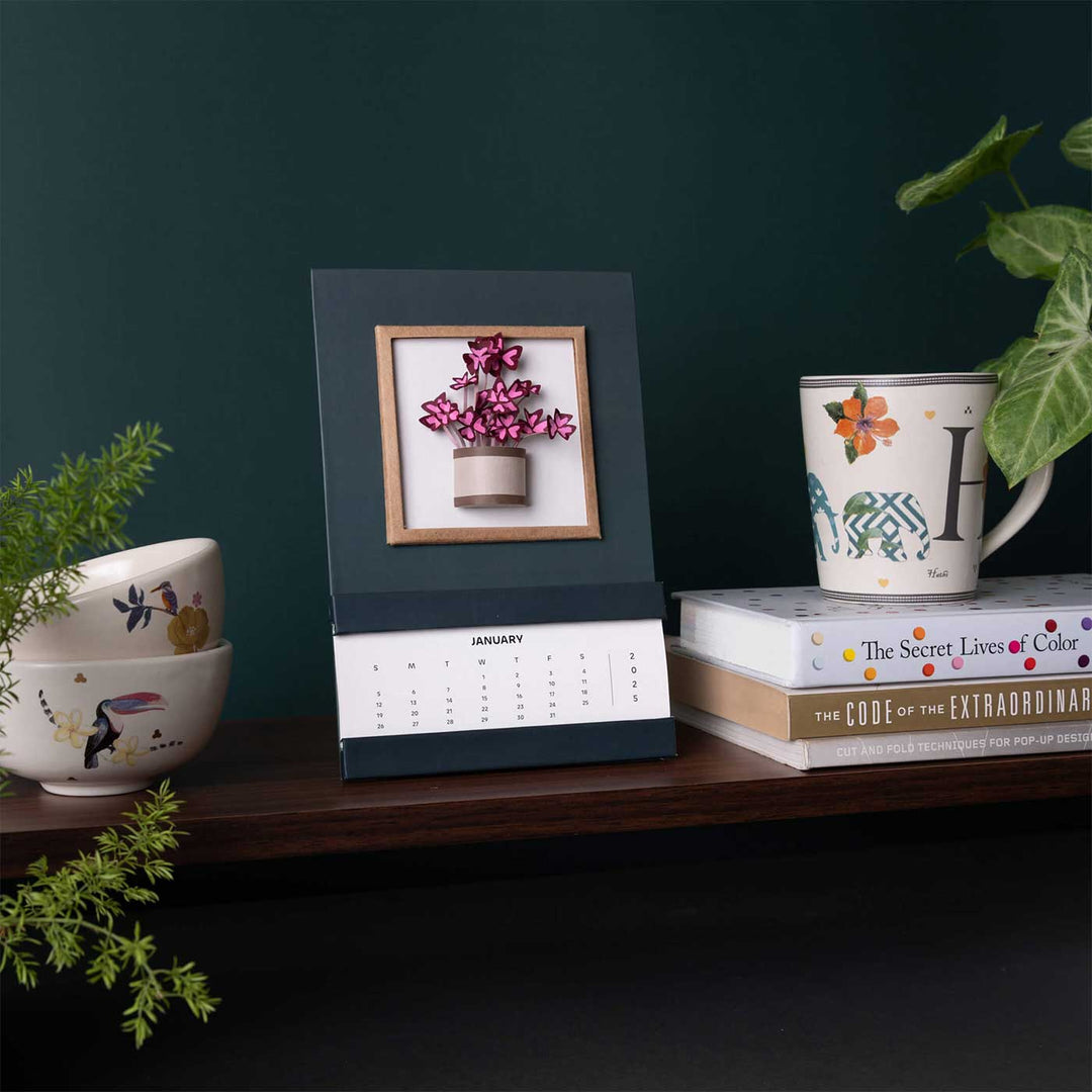 Handmade 3D Oxalis Plant 2026 Desk Calendar