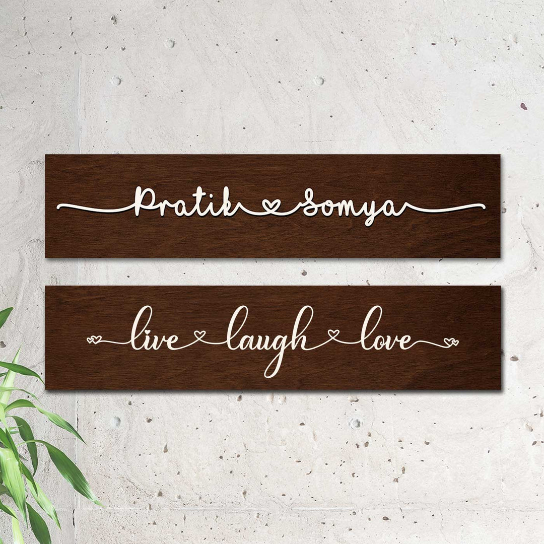 Minimalist 3D Name Plate For Couples 1 - Front View of Personalized Signs