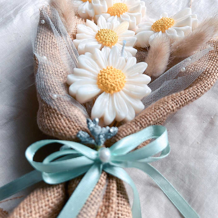 Handmade Daisy Flowers Candle Bouquet | Set of 5