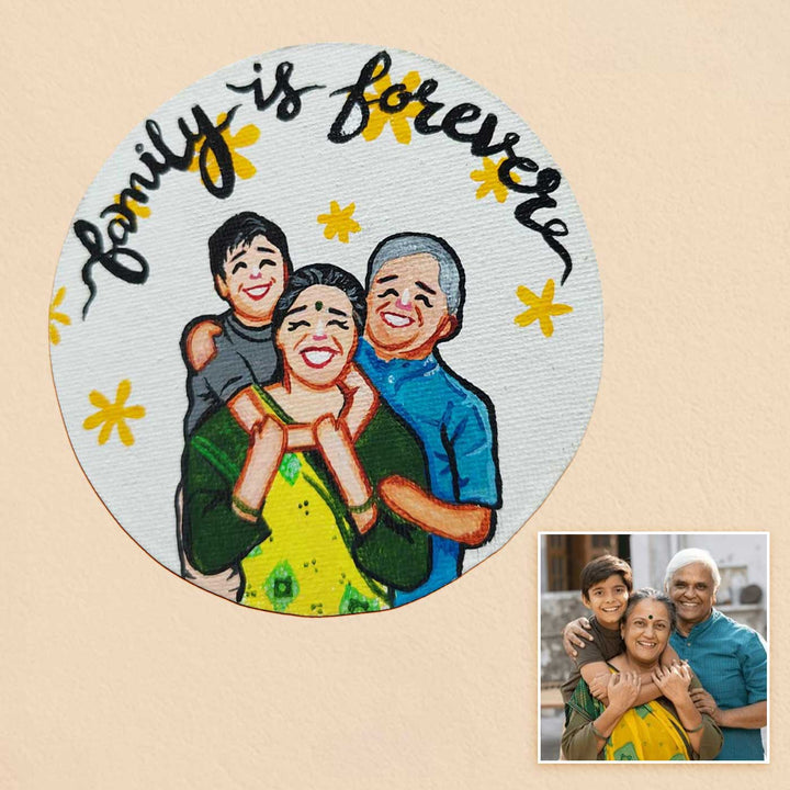 Personalized Photo Based Caricature Round Fridge Magnet