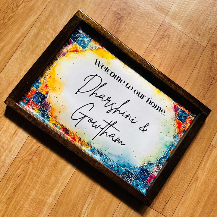 Vibrant Vintage Personalized Resin Wooden Frame Name Plate