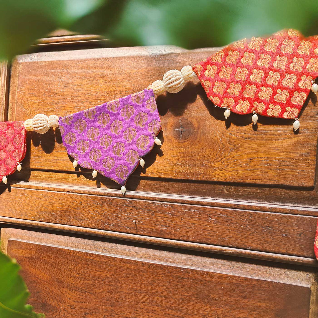 43 In | Handmade Reversible Red And Purple Brocade Toran