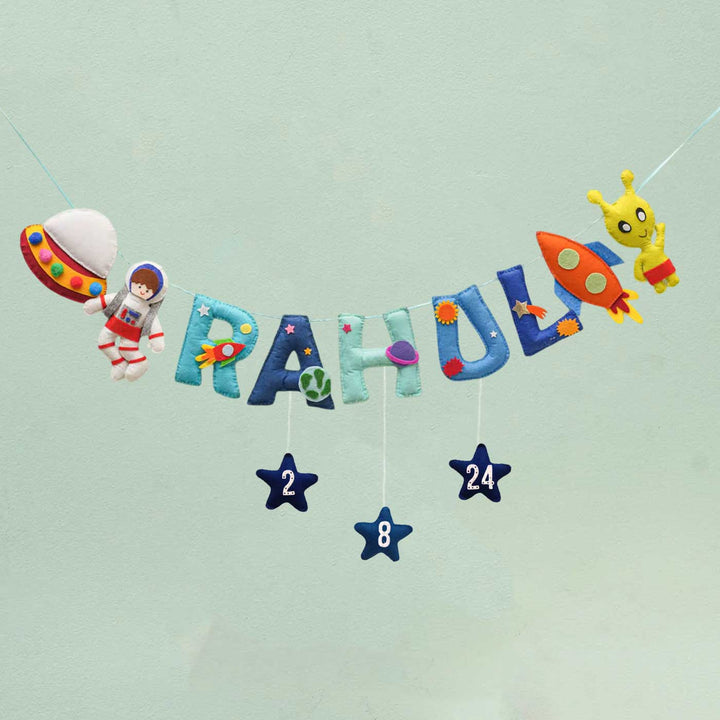 Personalized Handmade Space Theme Felt Bunting - Name Personalization Hanging Display
