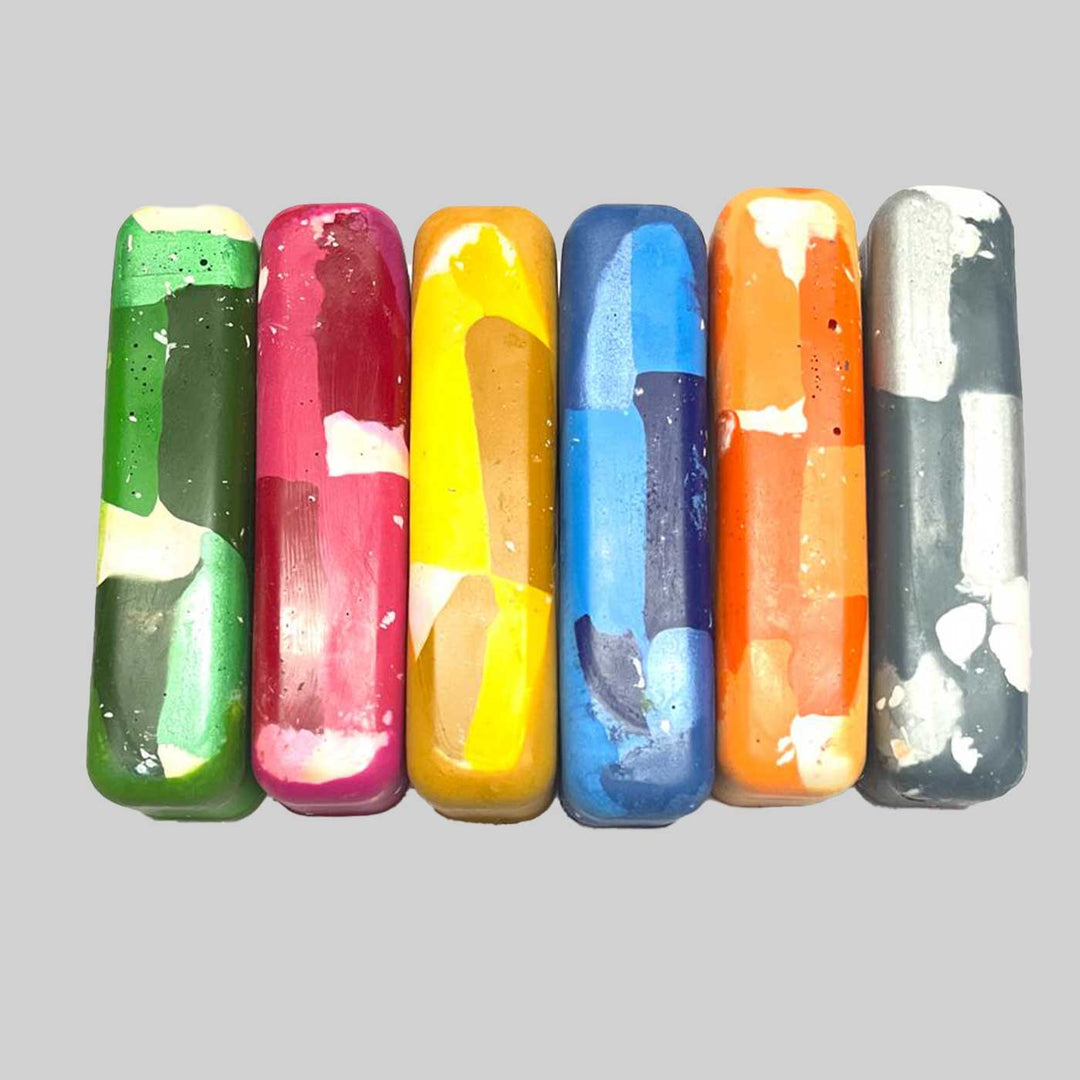 Handmade Non-Toxic Marbled Kitkat Crayons in Assorted Colours | Set Of 6