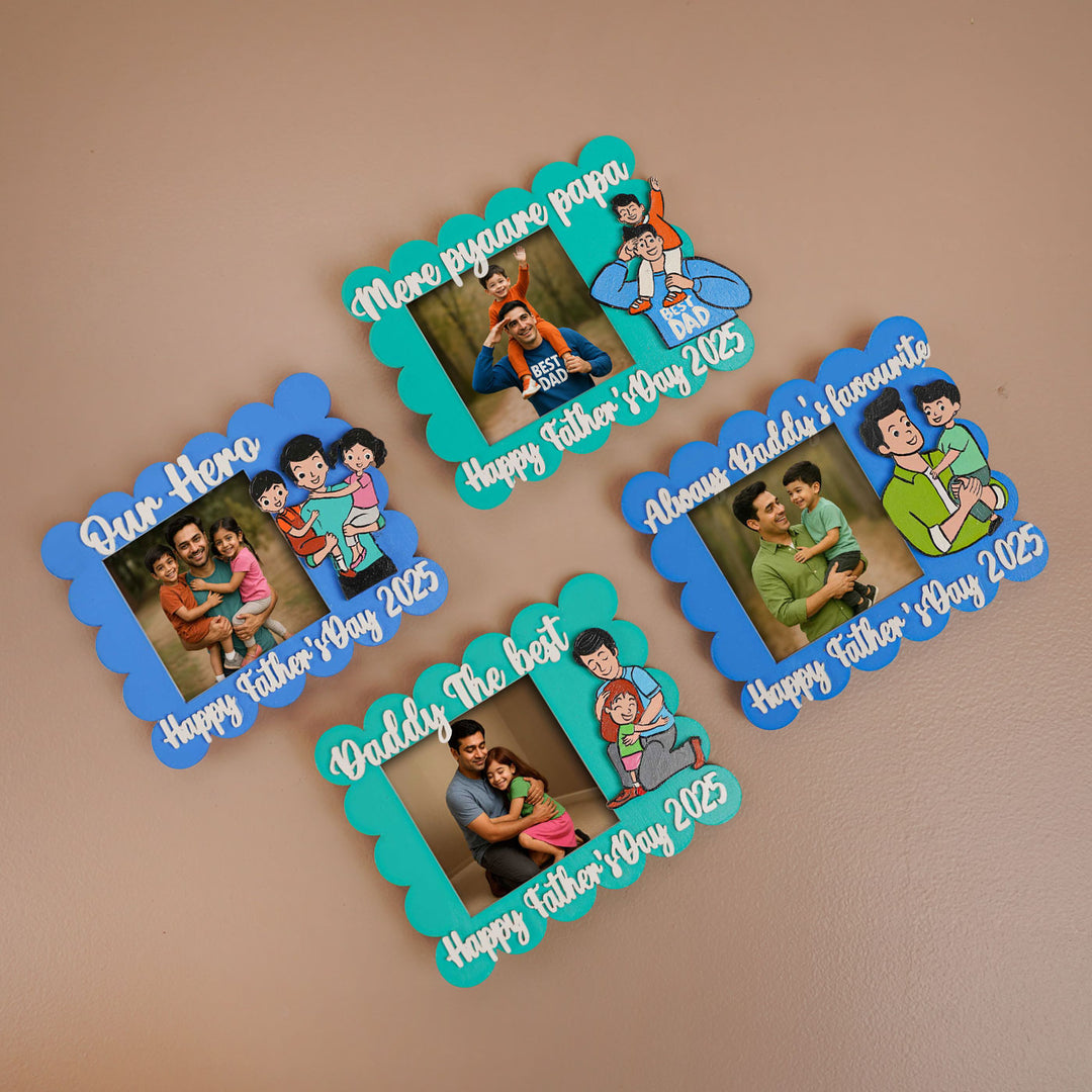 Photo Personalized Polaroid Theme MDF Wood Fridge Magnet For Fathers