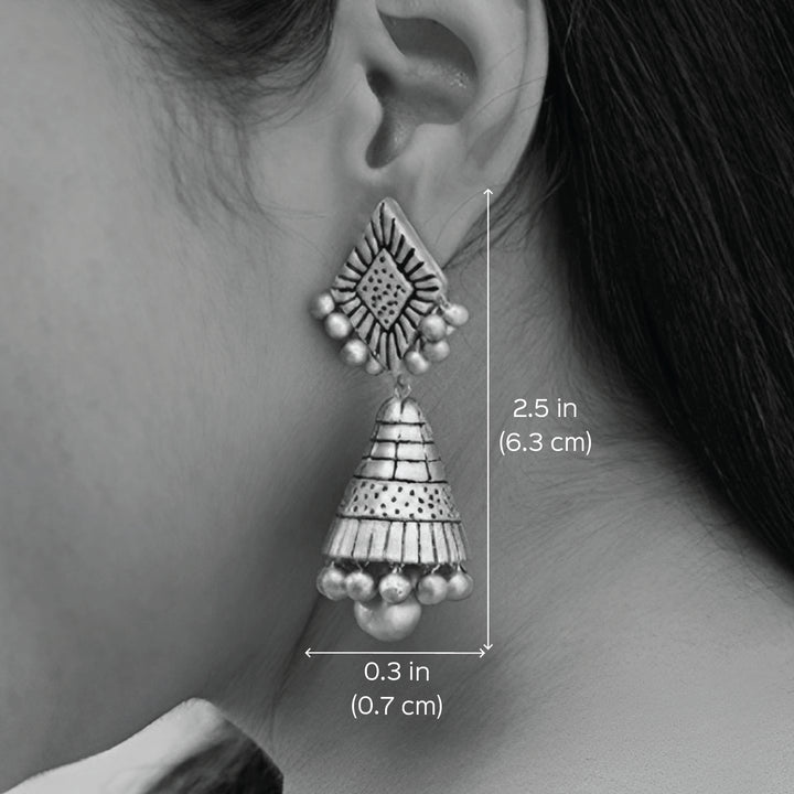 Handmade Festive Cone Terracotta Earrings