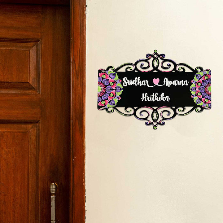 Personalized Handmade Dot Art Rectangle Mdf Wood Name Plate - Mounted on Wall Next to Door