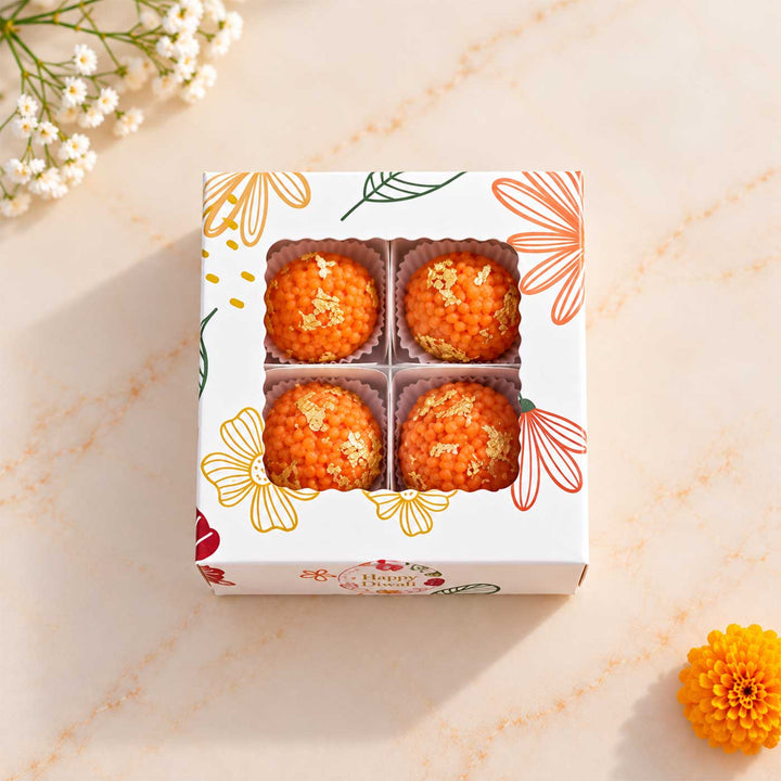 4 pc | Handmade Ladoo Mithai Vanilla Scented Soy Wax Candle