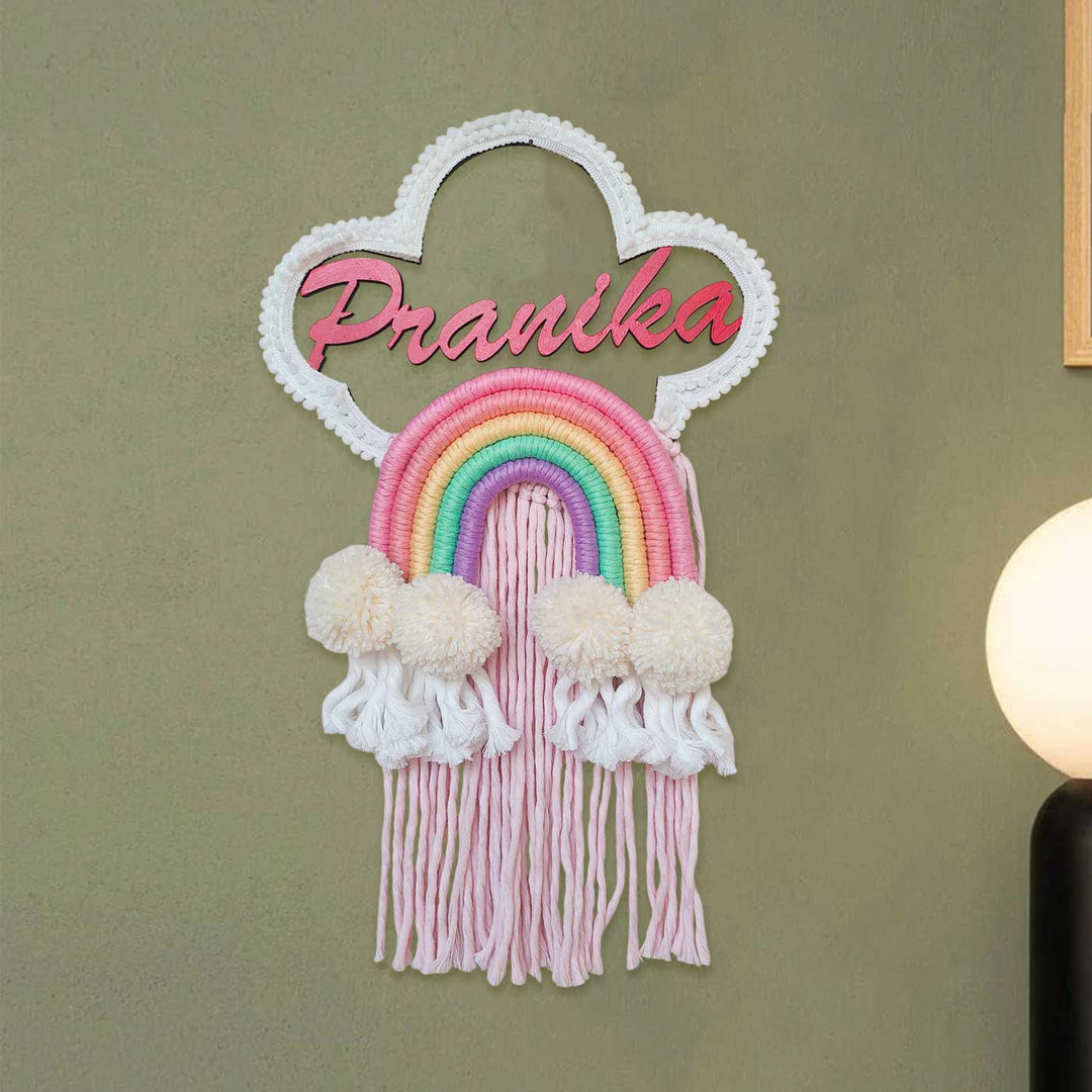 Personalized Macrame Cloud Theme Name Plate