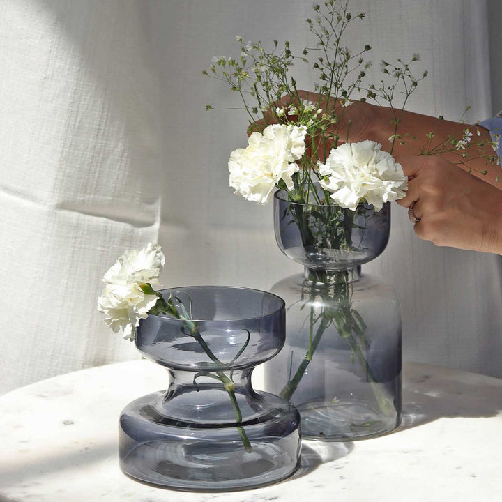 Handmade Ombre Slate Grey Glass Vase