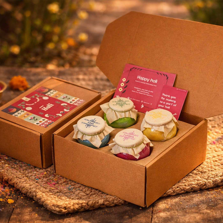4 Pc | Eco-Friendly Organic Toxin Free Holi Colours | Packed in Matkas