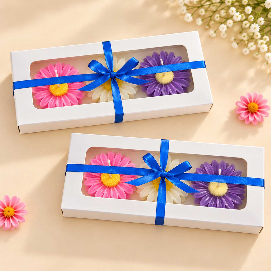 3 pc | Handmade Daisy Mogra Scented Soy Wax Floating Candle