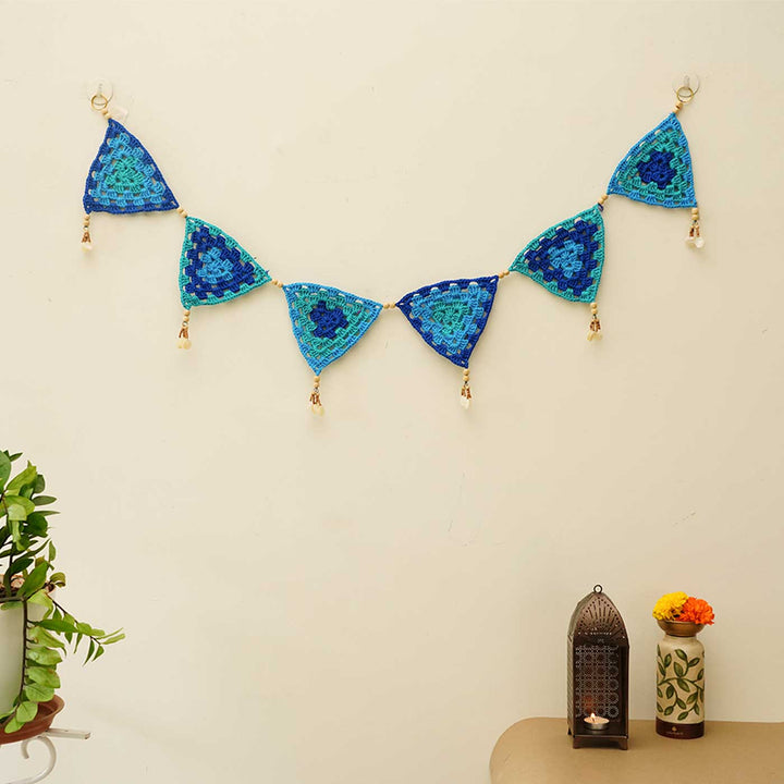 45 In | Handmade Tri-Color Triangular Crochet Toran