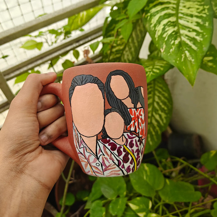 Photo Personalized Hand-Painted Mom And Dad Theme Terracotta Mug