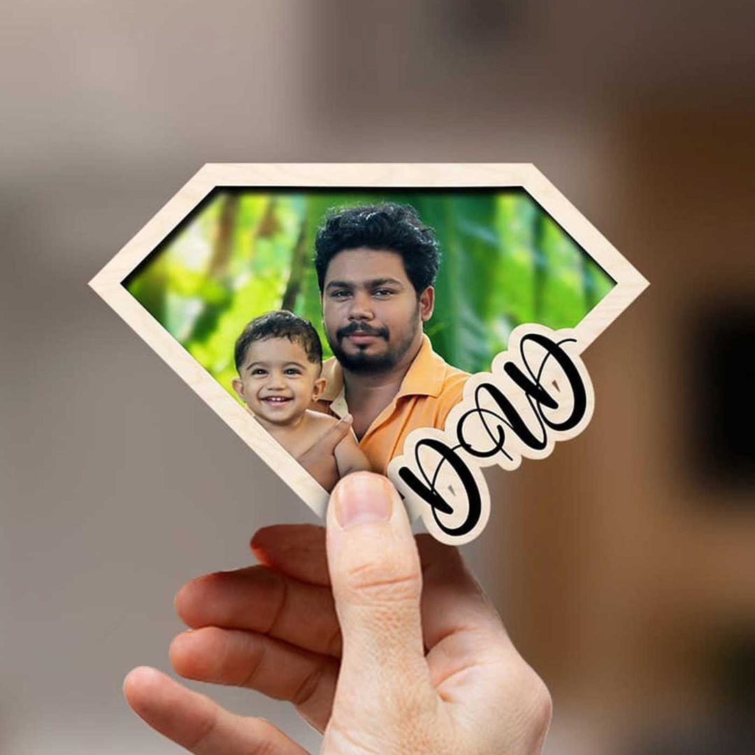 Photo Personalized Printed Superhero Theme Wooden Fridge Magnet For Fathers