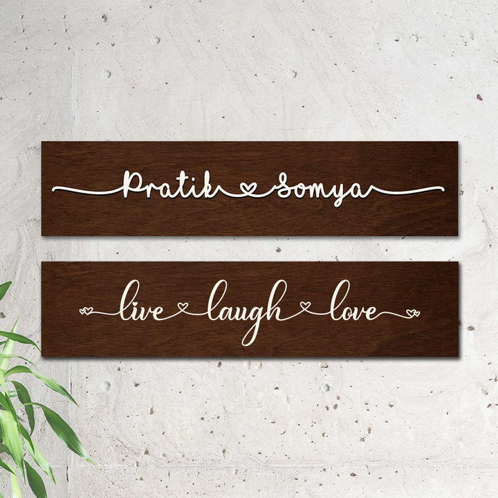 Minimalist 3D Nameplate For Couples Copy - Personalized Text Example Front View