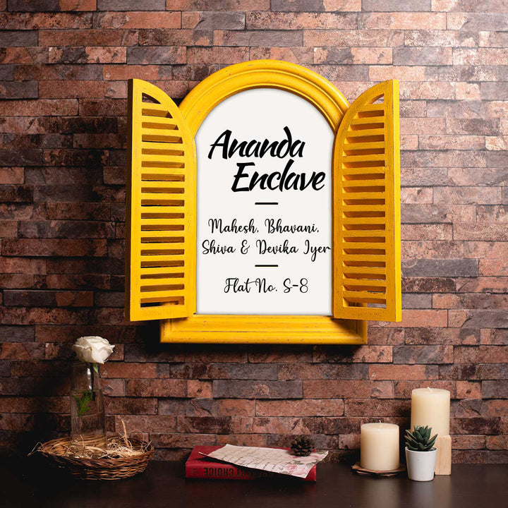16x22 in | Arched Vintage Window Personalised Distress Finish Pine Wood Nameplate