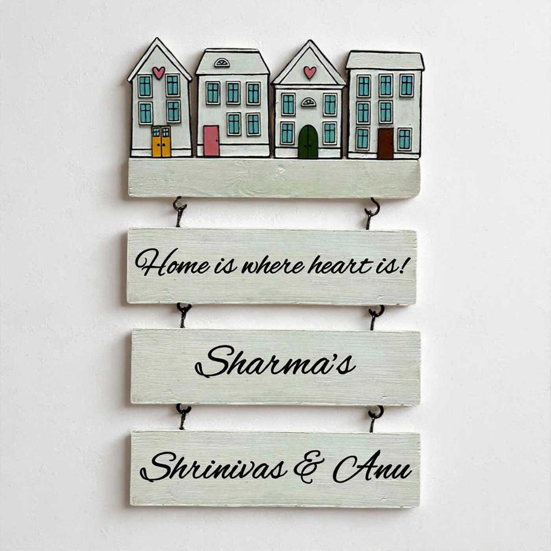 Personalized White Miniature House Wooden Name Plate